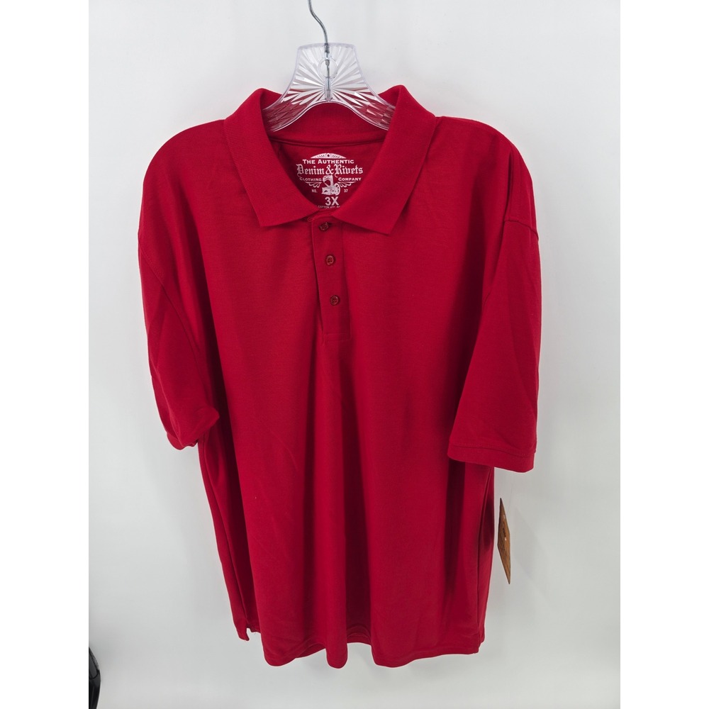 Denim & Rivets Mens Red Short Sleeve Polo Shirt Size 3X MK9060X NWT